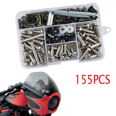 Modified 155Pcs Motorcycle Shell Fairing Bolt Plate Screw Nut Stainless Thread • $29.90