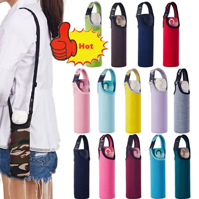 $2.61 • Buy Water Bottle Cover Bag Neoprene Water Pouch Holder Shoulder Strap Cup Sleeve.