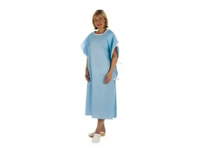 £8.15 • Buy Unisex Blue Patient Hospital Wrap Gown Reusable Night Dress QTY 1-10