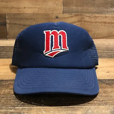 Vintage Minnesota Twins Hat Snapback Trucker Cap Mens Blue MLB Baseball 80s READ • $30.88