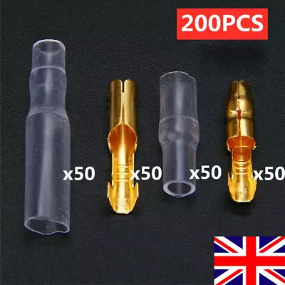 200PCS Car Motorcycle Terminals Male & Female Wire Bullet Crimp Connector 3.9mm • £4.95