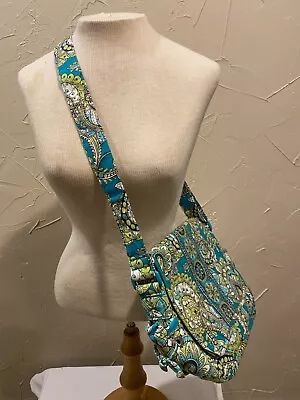 Vera Bradley Purse Lindsay Flap Crossbody Bag Peacock Aqua Teal Lime • $22.22