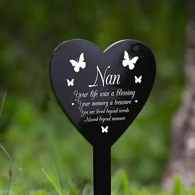 Nan Memorial Graveside Remembrance Plaque Acrylic Heart Stake Garden Tribute  • £9.99