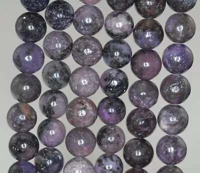 10MM Black Purple Lepidolite Gemstone Grd AB Round 16 Inch (90188465-653) • $8.99