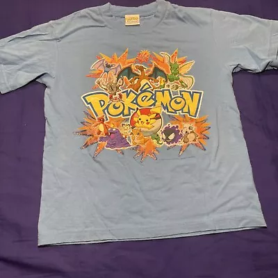 $17.95 • Buy Y2K 2004 Nintendo Pokemon Charizard Blue Graphic T-Shirt Youth M RARE