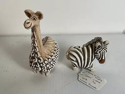 VTG Artesania Rinconada Uruguay Vicuna Llama &Zebra Art Pottery Figurine Retired • $60