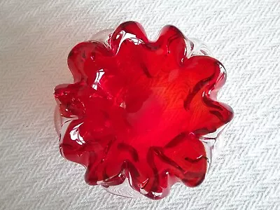 Vintage Red Murano Art Glass Dish Bowl • £18
