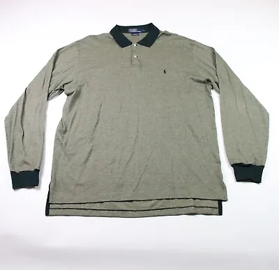 Polo Ralph Lauren Polo Shirt Mens L Tan Long Sleeve Popover Golf Rugby Cotton • $17.99