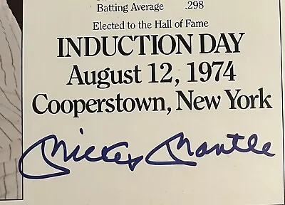 Mickey Mantle Signed Autographed 8X10 HOF Induction Photo Framed 10.5x13 PSA • $425