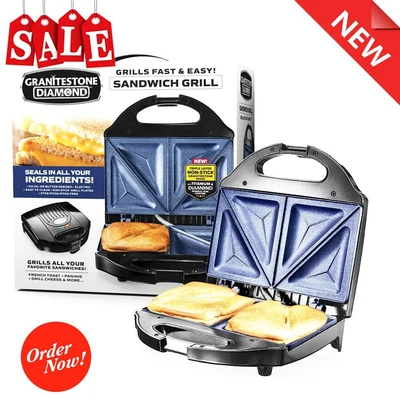 $23.99 • Buy Diamond Blue Sandwich Maker,Toaster,Electric Panini Grill 3 In 1 Ultra Nonstick