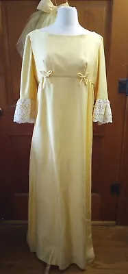 Vintage Lorrie Deb Dress 1960s Edwardian Maxi Bridesmaid Dress Bow Vail Size 17 • $49.90