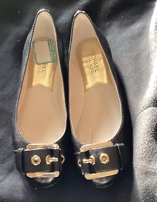 Michael Kors Black  Gold Tone Buckle Ballet  Flats Leather Women's  Shoes  7M  • $32.99