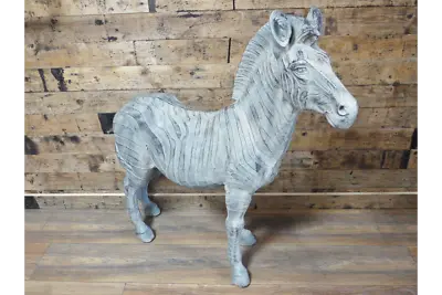 Indoor Zebra Statue Whitewashed Zebra Ornament Large Animal Statue 4539 • £119.99