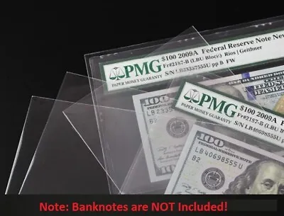100 Paper Money Sleeve Self Adhesive For Certified PMG Graded Banknote Holder • $12.99