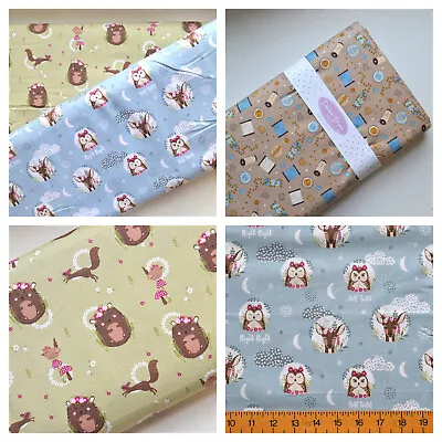 100% Cotton Woodland Animals Buttons & Bobbins Sewing  Dress Craft Material • £3.75