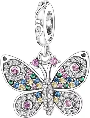 Pandora Charms Bracelet With Crystal Love Authentic 925 Silver Charm Butterfly • $18.99