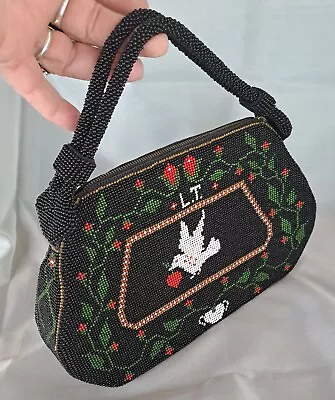 Vintage Beaded Floral Clutch Handbag Purse  • $59