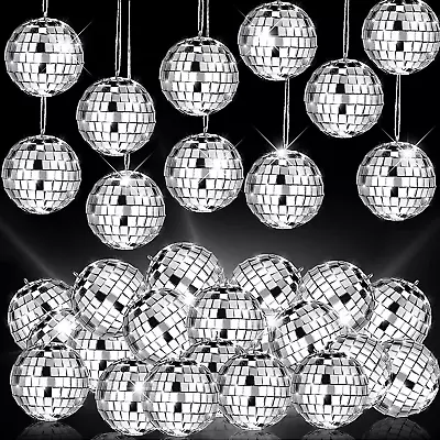 65 Pcs Disco Balls Ornaments Christmas Tree Ornaments Decorations Silver Mini • $13.28