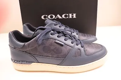 COACH Men's Shoes Sneaker Size 13 Denim Blue SIG C Leather CLIP COURT $178 NEW • $119.60