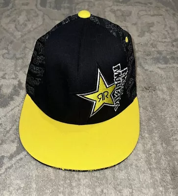 Metal Mulisha Rockstar Flexfit Yellow/Black Hat Cap Mens Sz Small/medium S/M • $22.99