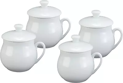 HIC Harold Import Co HIC Pots De Creme Custard Cups With Lids 4-Ounce White • $24.38
