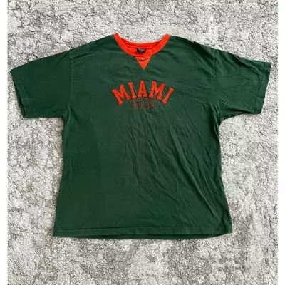 Vintage Nike Miami Hurricanes Shirt Mens XL Green Orange Miami 1925 Embroidered • $16.14