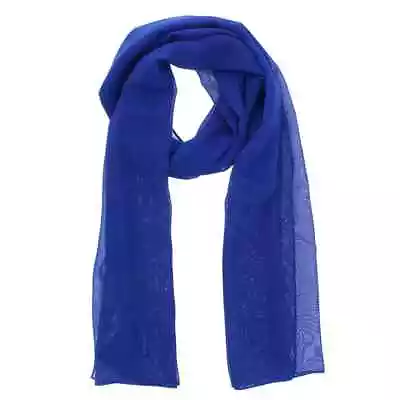 Ladies Chiffon Plain Royal Blue Elegant 1950s Style Head Neck Shawl Scarf Wrap • £4.49