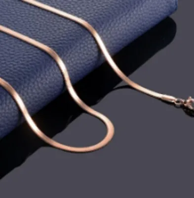 £7.39 • Buy 18-24  3mm Wide Stainless Rose Gold Tone Flat Snake Chain Necklace Pendant UK