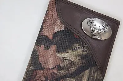 ZEP-PRO BUCK DEER Leather & Nylon Roper MOSSY OAK Camo  WALLET BURLAP GIFT BAG • $46