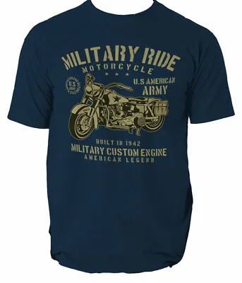 Military Ride T Shirt Motorcycle Old Biker Soldier US Bike S-3XL  • £15.99