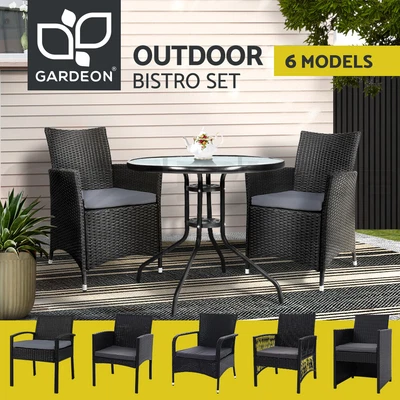 $224.95 • Buy Gardeon Outdoor Furniture Table And Chairs Patio Bistro Set Wicker Setting
