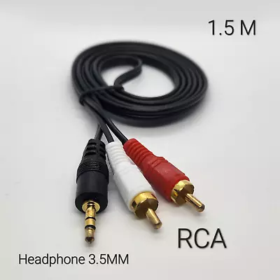 Headphone Jack To 2 RCA Audio Cable 1.5M OFC Gold Plated • $5.95