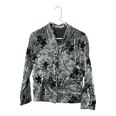 Notations Womens Long Sleeve Metallic/glitter Floral Button Up Blouse Size M • $14.52