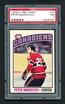 1976 Opc Hockey 15 Peter Mahovlich Montreal Canadiens Psa 7 Nr Mint • $39.50
