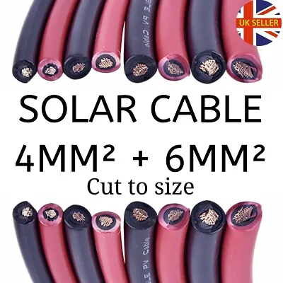 £26.35 • Buy Solar Panel PV Cable 4mm²+6mm²+10mm²+16mm² TUV Approved, Single Core,Red/Black