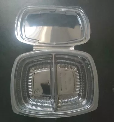 * 800cc 2 Compartment Salad Bowls Food Catering Pack Of 25 Hinged Lid BBQ Picnic • £7.50