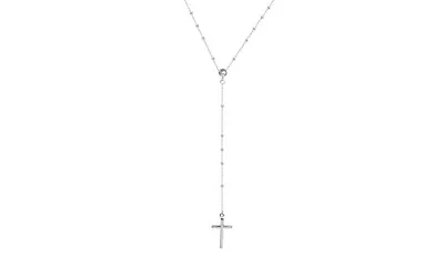 925 Sterling Silver Rosary Beaded Cross Necklace For Women Girls - 3 Colors • $14.99