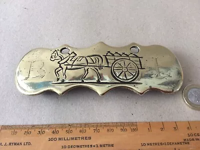 Interesting Antique Hame Plate ~horse And Cart. A/f Converted To Hanging Brass. • £35