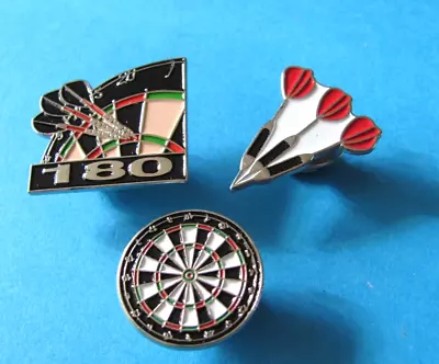 Set Of 3 DARTS Related Pin Badges. • £4.99