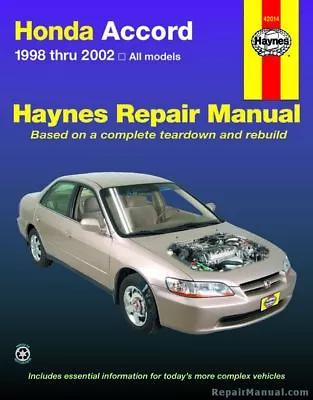 Haynes Honda Accord 1998-2002 Repair Manual : H42014 • $32.56