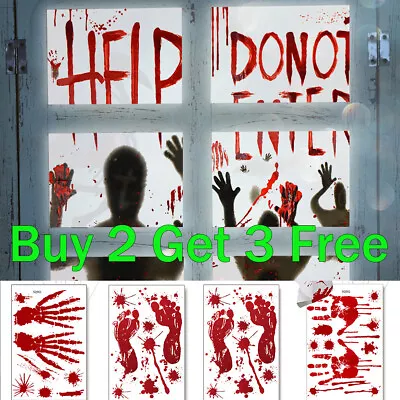 Halloween Stickers Bloody Blood Hand Window Clings Glass Party Prop Decor Decals • £2.43