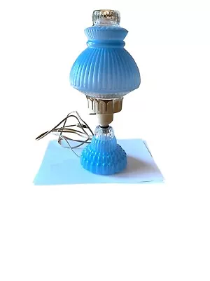 Vintage Art Deco Blue Glass Boudoir Table Lamp • $89.99