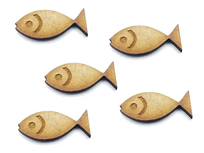 Wooden Mdf Fish Shape Craft Ornament Cut Laser Embellishment • £3.29