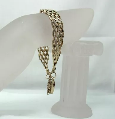 1960's Vintage Heavy 9 Carat Gold Lovely Style Gate Bracelet & Engraved Padlock • $2314.27