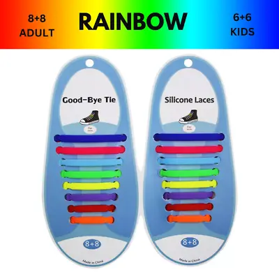 Elastic Shoe Laces No Tie Silicone Rubber Shoelaces Trainers Shoes Adults Kids • £2.49