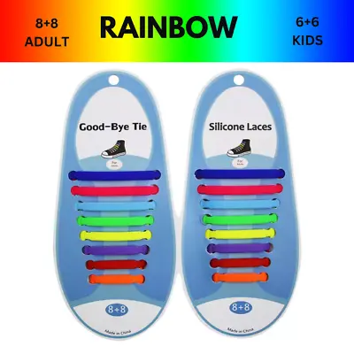 No Tie Elastic Shoelaces For Kids And Adult Trainers Shoes Laces Tieless Rubber • £2.49