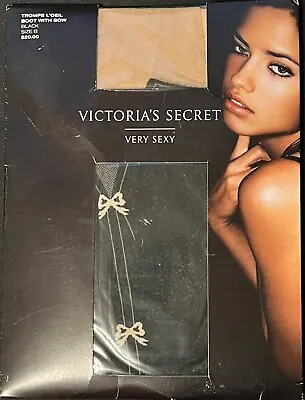 Victoria's Secret VERY SEXY Trompe L'Oeil Boot And Bow Pantyhose Black Size B • $19.99