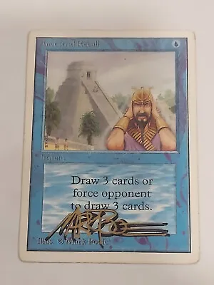 Ancestral Recall Unlimited Edition Magic The Gathering MTG Autographed / Signed • $3900