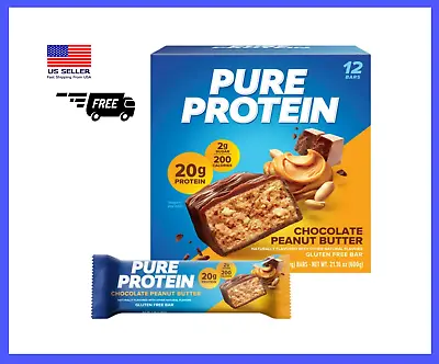 Pure Protein Bars Chocolate Peanut Butter 20g Protein 1.76 Oz 12 Ct • $25.99