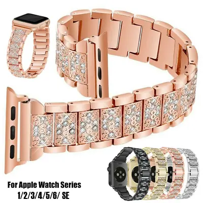 Women Bling Diamond Strap Band For Apple Watch 9 8 7 6 5 4 Series 38 40 42 44 Mm • £8.99